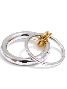 Two-Tone Silver and Gold Stacking Rings - Women's Jewelry